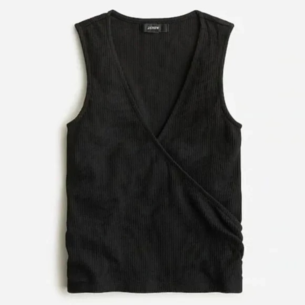 J. Crew Black Ribbed Wrap Tank Top